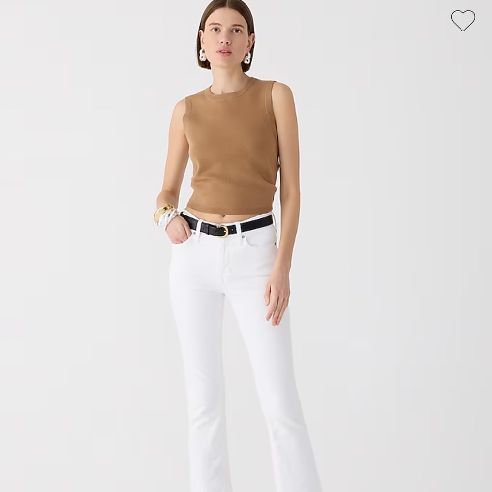 J. Crew 9" demi-boot crop jean in white wash